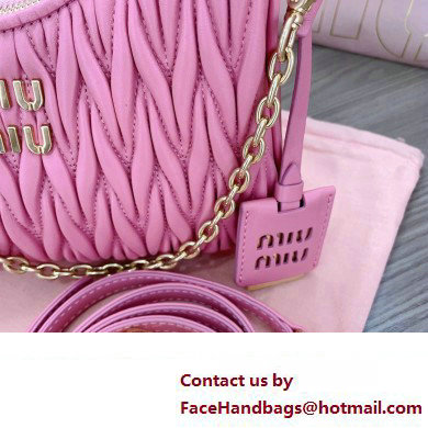 Miu Miu Matelasse nappa leather shoulder bag with Chain 5BH211 Fuchsia