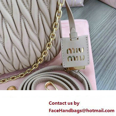 Miu Miu Matelasse nappa leather shoulder bag with Chain 5BH211 Nude