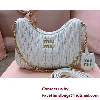 Miu Miu Matelasse nappa leather shoulder bag with Chain 5BH211 White