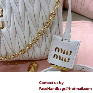 Miu Miu Matelasse nappa leather shoulder bag with Chain 5BH211 White