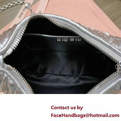 Miu Miu Matelasse nappa leather shoulder bag with Crystal 5BH211 Silver