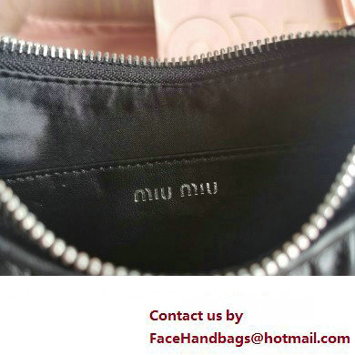 Miu Miu Matelasse nappa leather shoulder bag with Pearl 5BH211 Black