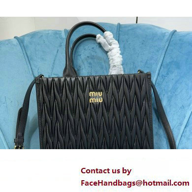 Miu Miu Matelasse nappa leather tote Bag 5BG258 Black 2023