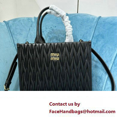 Miu Miu Matelasse nappa leather tote Bag 5BG258 Black 2023