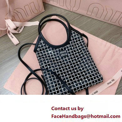 Miu Miu Satin handbag with synthetic crystals 5BA281 Black 2024 - Click Image to Close