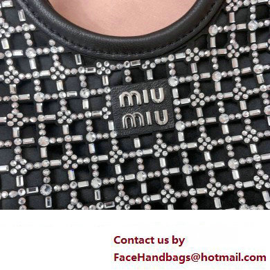 Miu Miu Satin handbag with synthetic crystals 5BA281 Black 2024