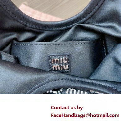 Miu Miu Satin handbag with synthetic crystals 5BA281 Black 2024