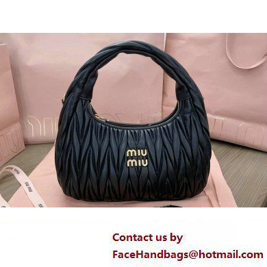 Miu Miu Wander matelasse nappa leather hobo Bag 5BC153 Black - Click Image to Close