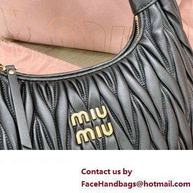 Miu Miu Wander matelasse nappa leather hobo Bag 5BC153 Black