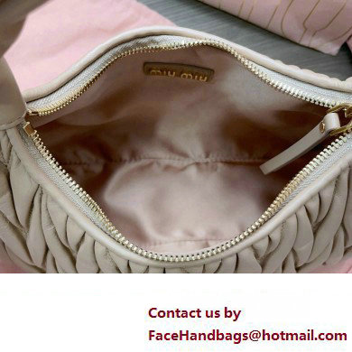 Miu Miu Wander matelasse nappa leather hobo Bag 5BC153 Nude