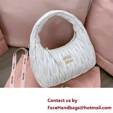 Miu Miu Wander matelasse nappa leather hobo Bag 5BC153 White