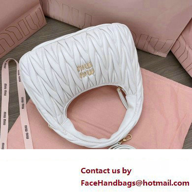 Miu Miu Wander matelasse nappa leather hobo Bag 5BC153 White