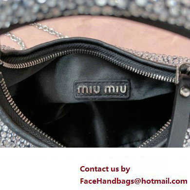 Miu Miu Wander satin and silk mini hobo bag with synthetic crystals 5BP078 Black 2024