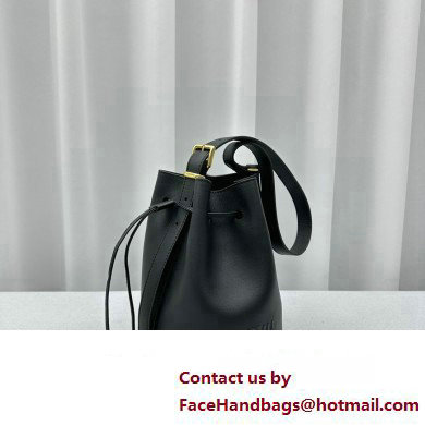 Miu Miu leather Bucket bag 5602 Black 2024