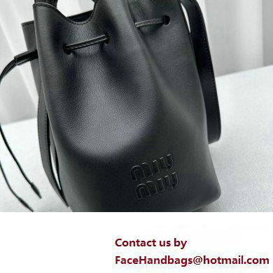 Miu Miu leather Bucket bag 5602 Black 2024