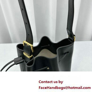 Miu Miu leather Bucket bag 5602 Black 2024