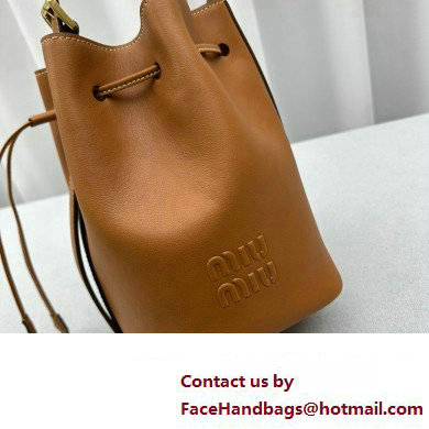 Miu Miu leather Bucket bag 5602 Brown 2024