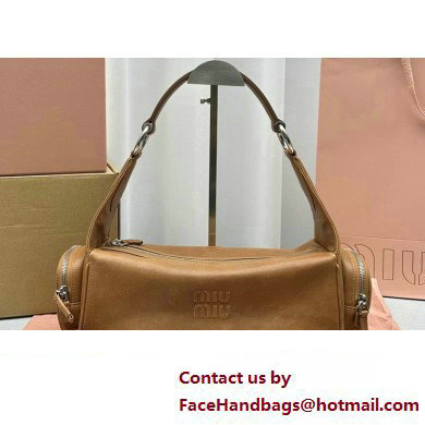 Miu Miu leather Pocket Shoulder bag 5631 Brown 2024 - Click Image to Close