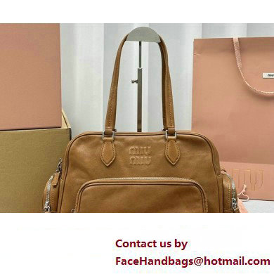 Miu Miu leather Pocket Tote bag 5628 Brown 2024 - Click Image to Close