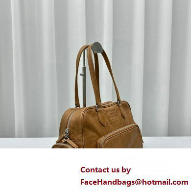 Miu Miu leather Pocket Tote bag 5628 Brown 2024