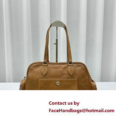 Miu Miu leather Pocket Tote bag 5628 Brown 2024