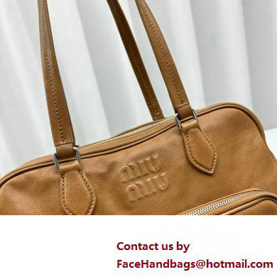 Miu Miu leather Pocket Tote bag 5628 Brown 2024