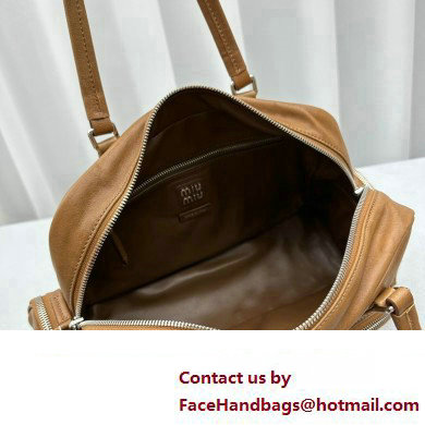 Miu Miu leather Pocket Tote bag 5628 Brown 2024