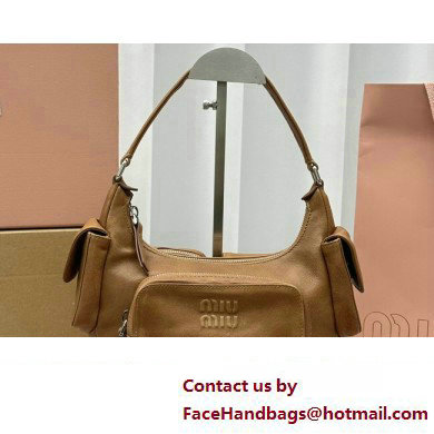 Miu Miu leather Pocket bag 5BC146 Brown 2024 - Click Image to Close