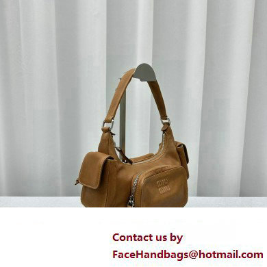 Miu Miu leather Pocket bag 5BC146 Brown 2024