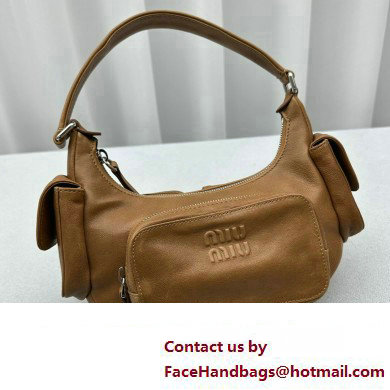 Miu Miu leather Pocket bag 5BC146 Brown 2024