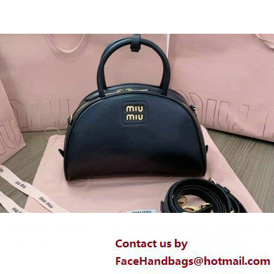 Miu Miu leather top-handle bag 5BB157 Black - Click Image to Close