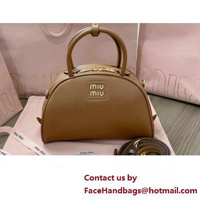 Miu Miu leather top-handle bag 5BB157 Brown - Click Image to Close