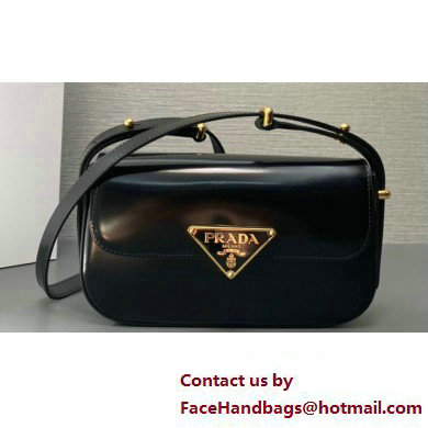 Prada Brushed leather shoulder bag 1BD339 Black 2024 - Click Image to Close