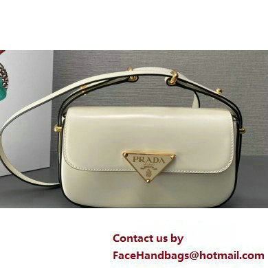 Prada Brushed leather shoulder bag 1BD339 White 2024