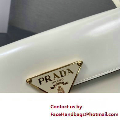 Prada Brushed leather shoulder bag 1BD339 White 2024