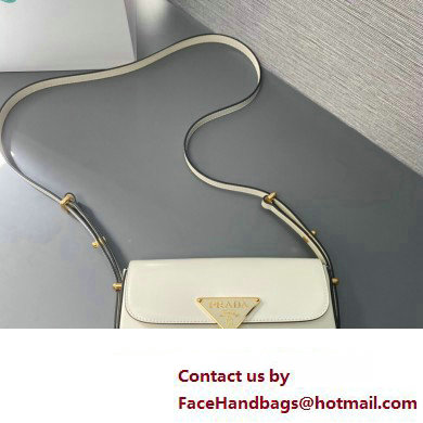 Prada Brushed leather shoulder bag 1BD339 White 2024