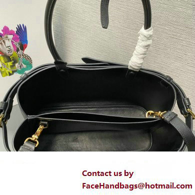 Prada Buckle medium leather handbag with double belt 1BA417 Black 2024