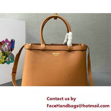 Prada Buckle medium leather handbag with double belt 1BA417 Brown 2024 - Click Image to Close