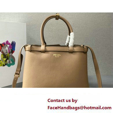 Prada Buckle medium leather handbag with double belt 1BA417 Camel 2024 - Click Image to Close