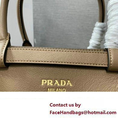 Prada Buckle medium leather handbag with double belt 1BA417 Camel 2024