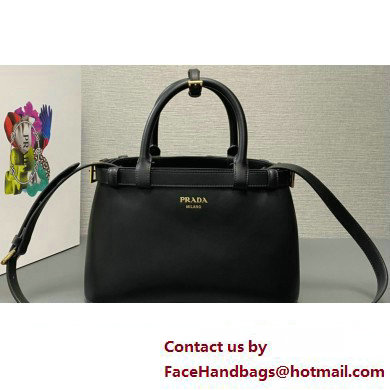 Prada Buckle small leather handbag with double belt 1BA418 Black 2024 - Click Image to Close