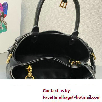 Prada Buckle small leather handbag with double belt 1BA418 Black 2024