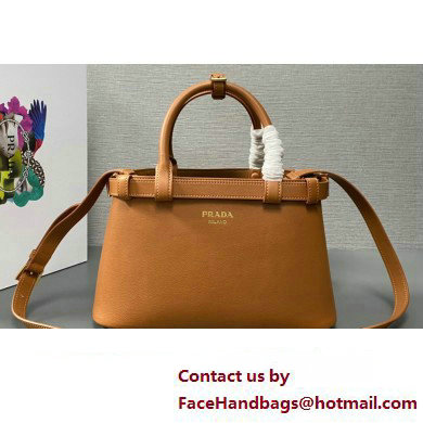 Prada Buckle small leather handbag with double belt 1BA418 Brown 2024 - Click Image to Close