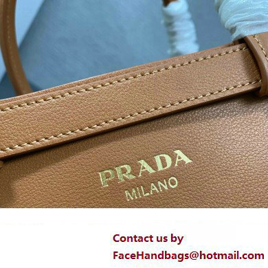 Prada Buckle small leather handbag with double belt 1BA418 Brown 2024