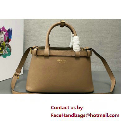 Prada Buckle small leather handbag with double belt 1BA418 Camel 2024