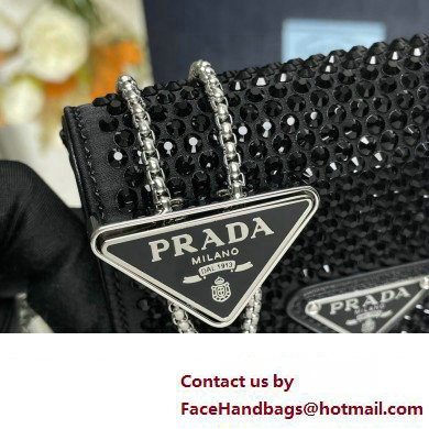 Prada Cardholder with shoulder strap and crystals Bag 1MR024 Black 2024