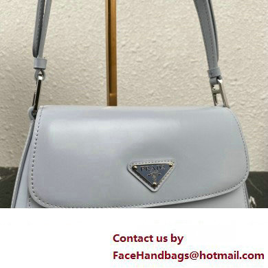 Prada Cleo brushed leather shoulder bag with flap 1BD316 Baby Blue 2023