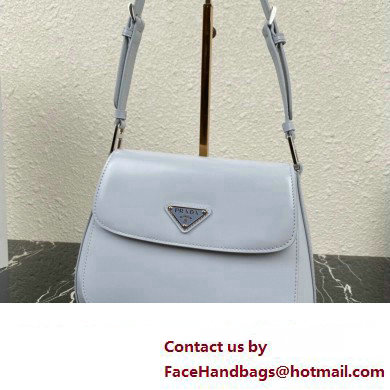 Prada Cleo brushed leather shoulder bag with flap 1BD316 Baby Blue 2023