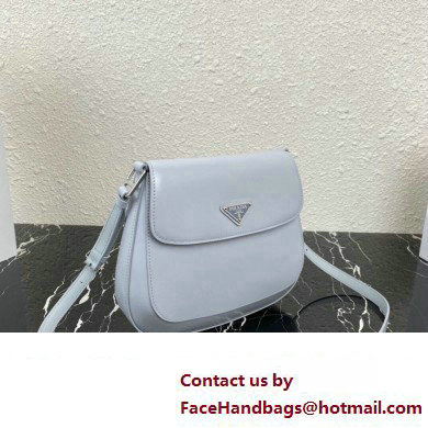 Prada Cleo brushed leather shoulder bag with flap 1BD316 Baby Blue 2023