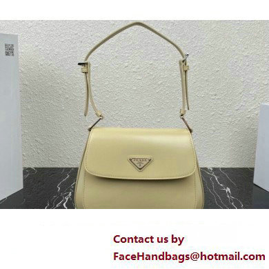 Prada Cleo brushed leather shoulder bag with flap 1BD316 Beige 2023 - Click Image to Close